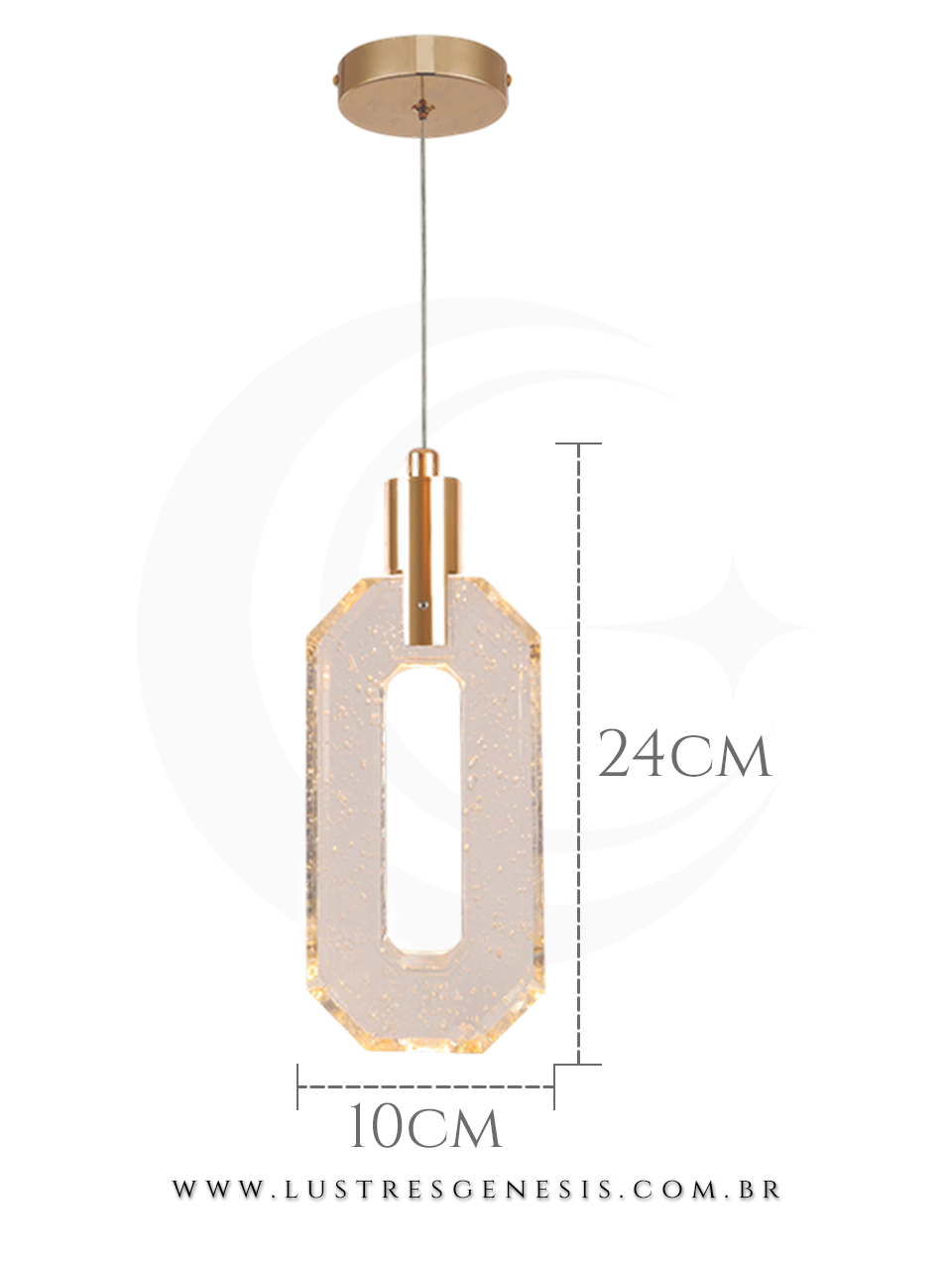 Pendente LED Cristal Moderno Sindora Bivolt 5W 3000K 10x24cm, Bancada Area Gourmet, Lavabo, Cabeceira de Cama